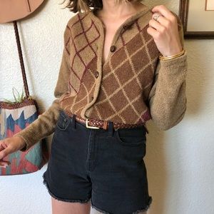 Vintage 90s Argyle Knit Cardigan
